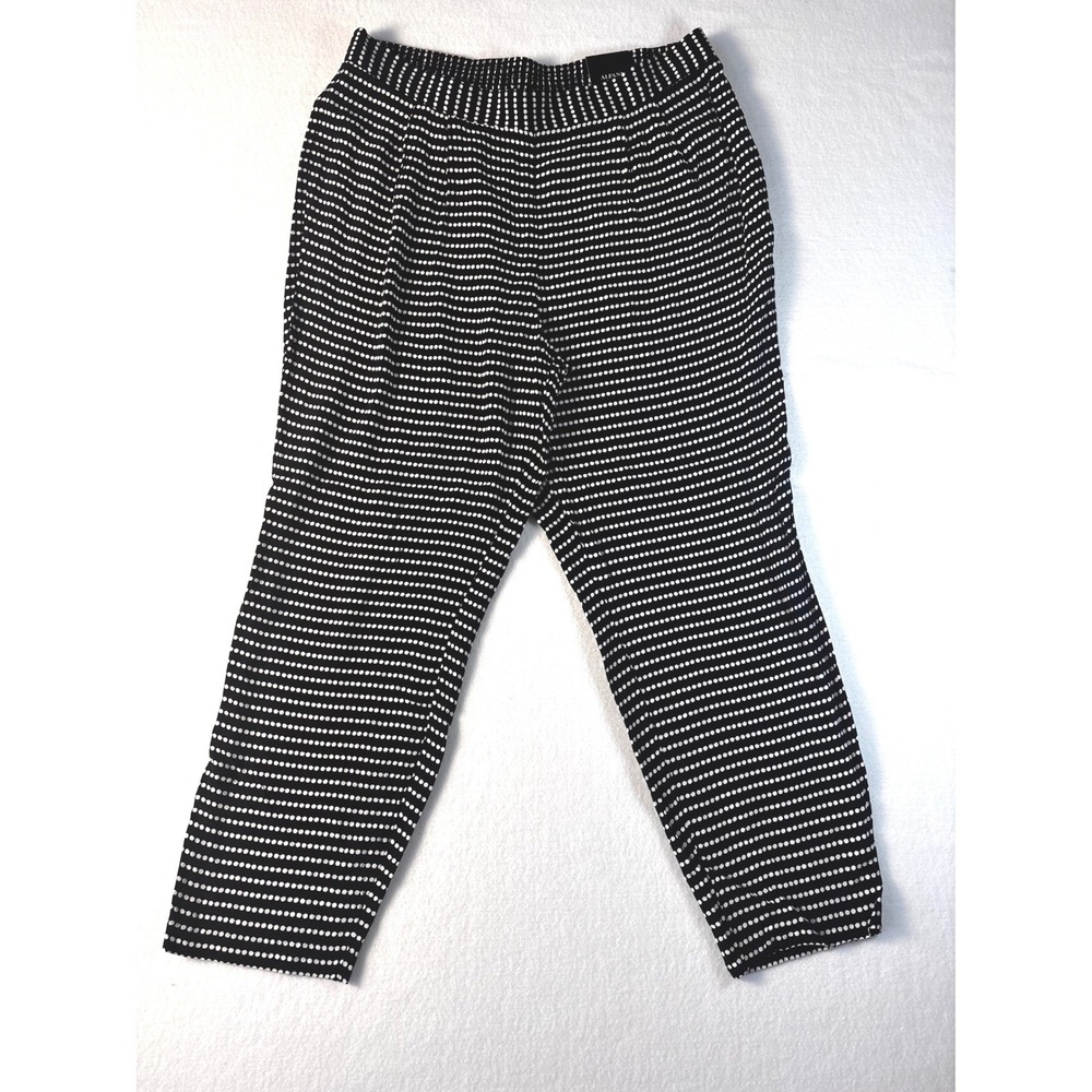 Alfani Shore Lines Sunny Stripe Pull On Pants Black White Dotted Large NEW